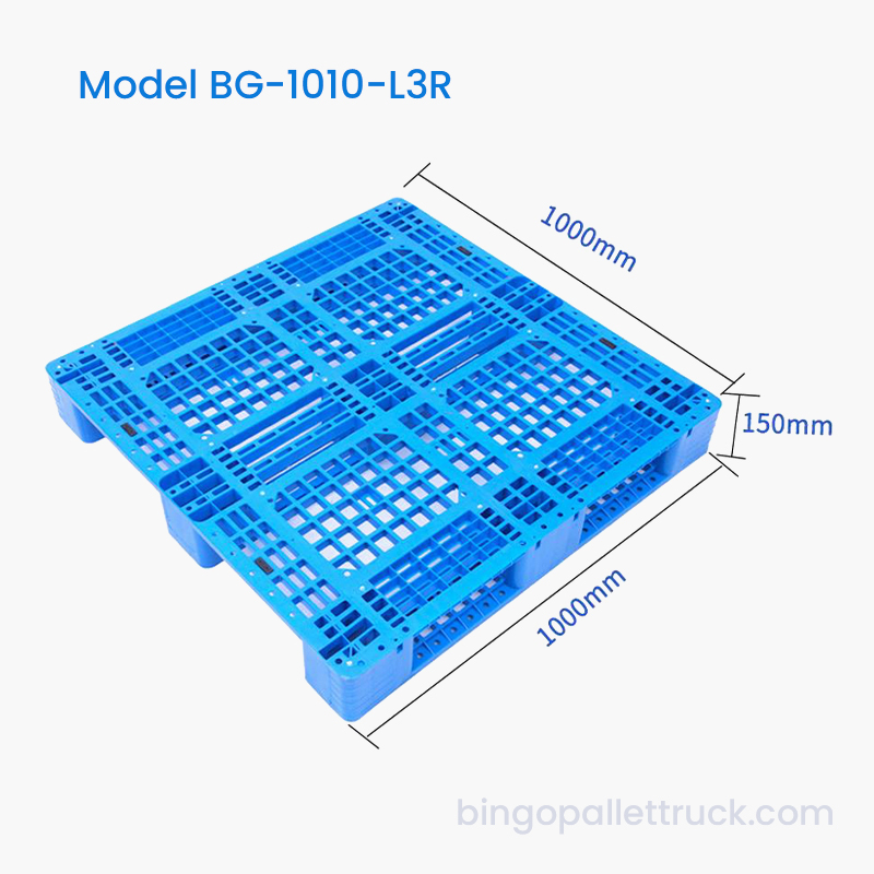 1000×1000mm 4-Way Entry 3-Runner Plastic Pallet