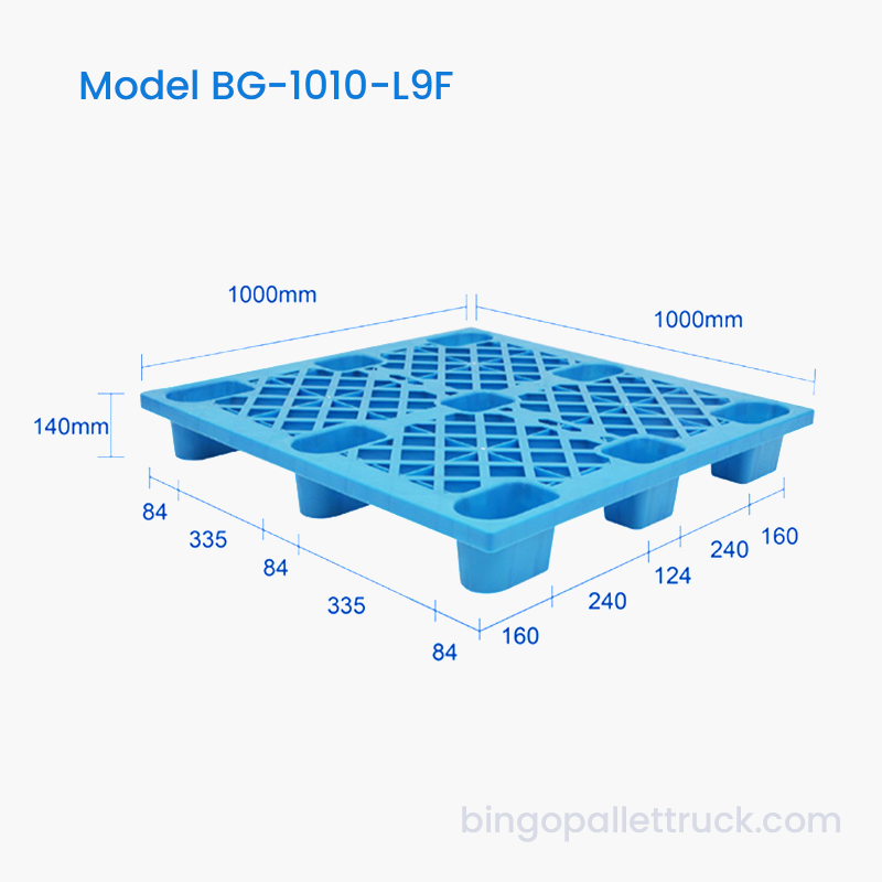 1000×1000mm Light-Duty 9-Leg HDPE Plastic Pallet