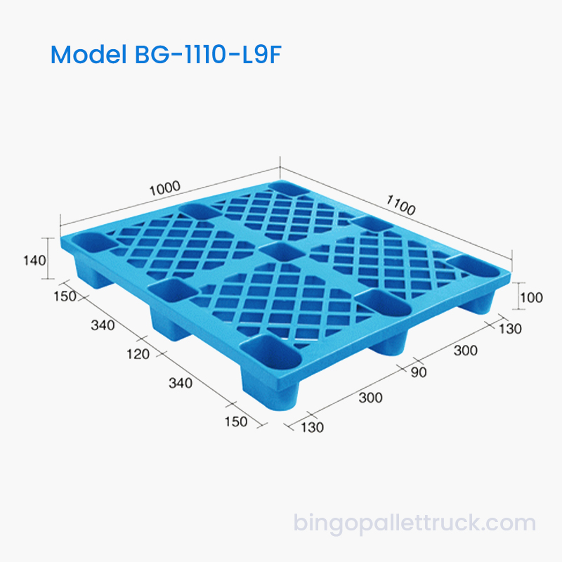 1100×1000mm Light Duty 9-Leg HDPE Plastic Pallet