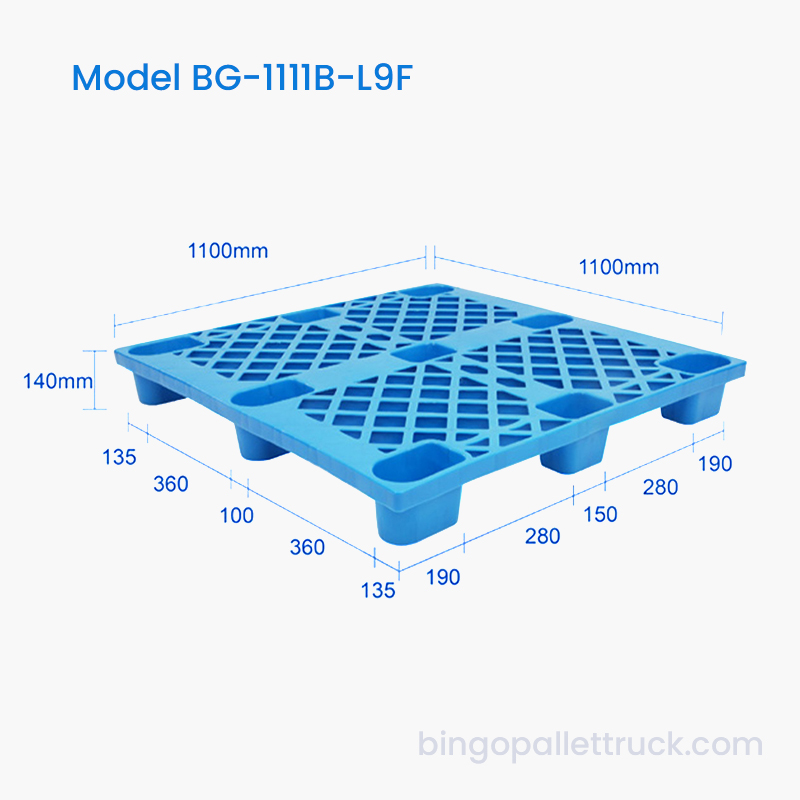 1100×1100mm Light Duty 9-Leg HDPE Plastic Pallet