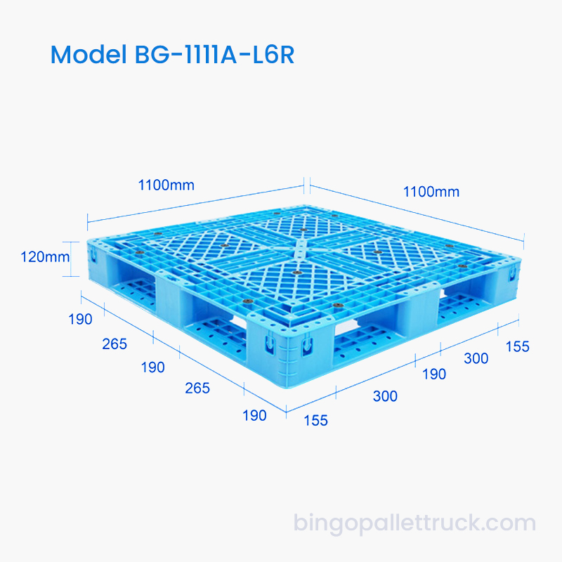 1100x1100mm Six Runner Light Duty Plastic Pallet