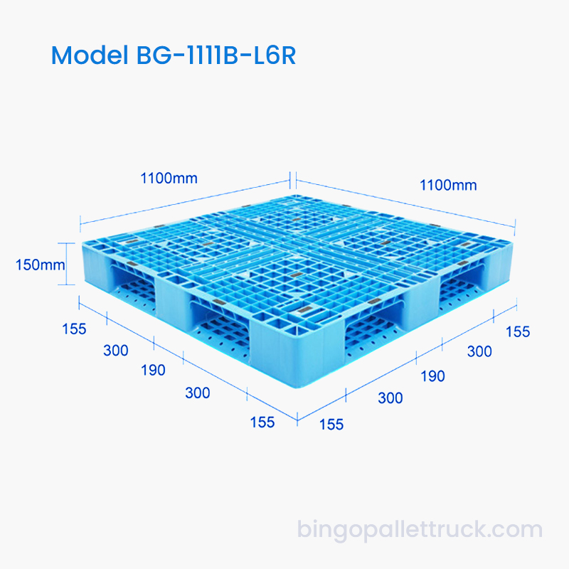 1100x1100mm Six Runner Light Duty Plastic Pallet