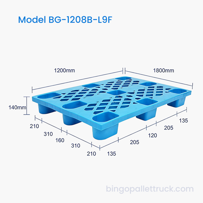 1200x800mm Light Duty 9-Leg HDPE Plastic Pallet