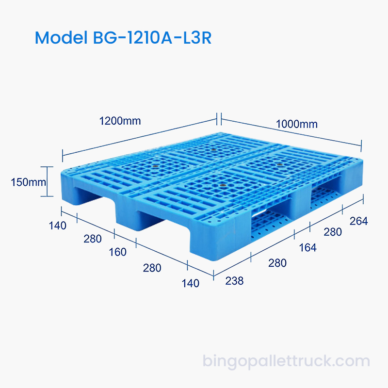 1200×1000mm 3-Runner HDPE Plastic Pallet