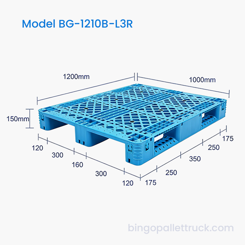 1200×1000mm 3-Runner HDPE Plastic Pallet