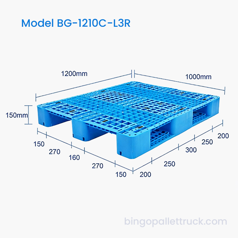 1200×1000mm 3-Runner HDPE Plastic Pallet