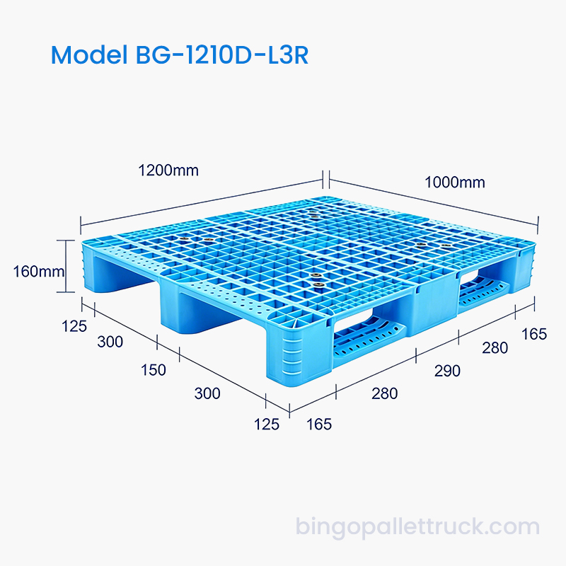 1200×1000mm 3-Runner HDPE Plastic Pallet