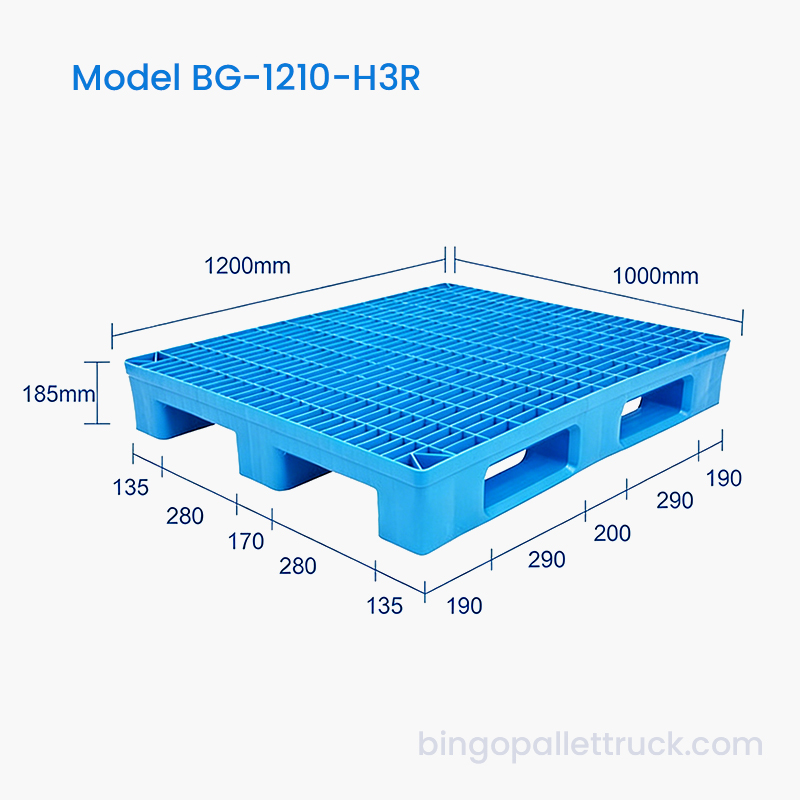 1200×1000mm 3-Runner Heavy Duty Plastic Pallet