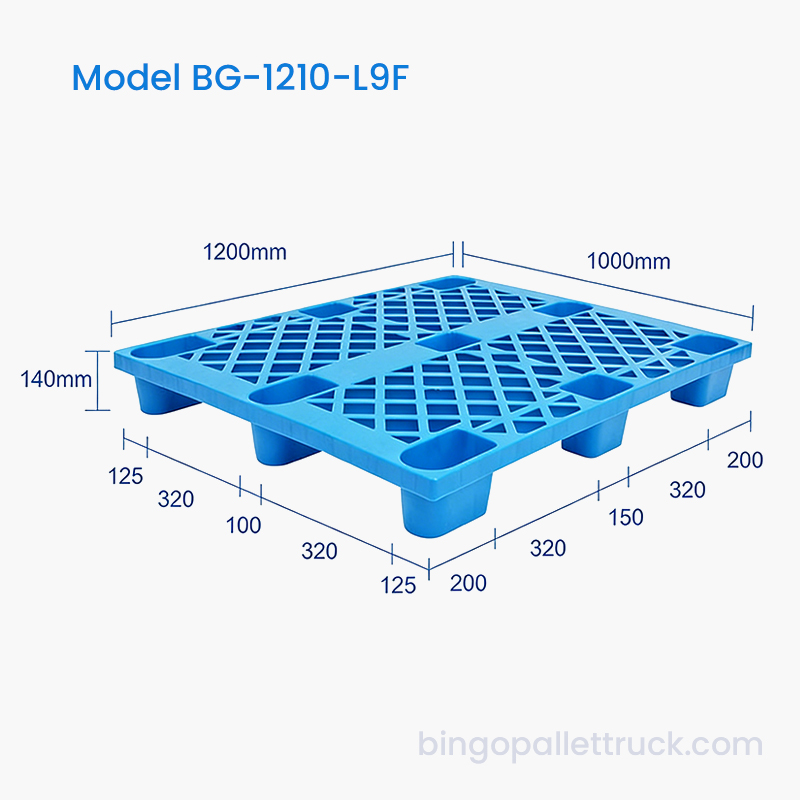 1200x1000mm Light Duty 9-Leg HDPE Plastic Pallet