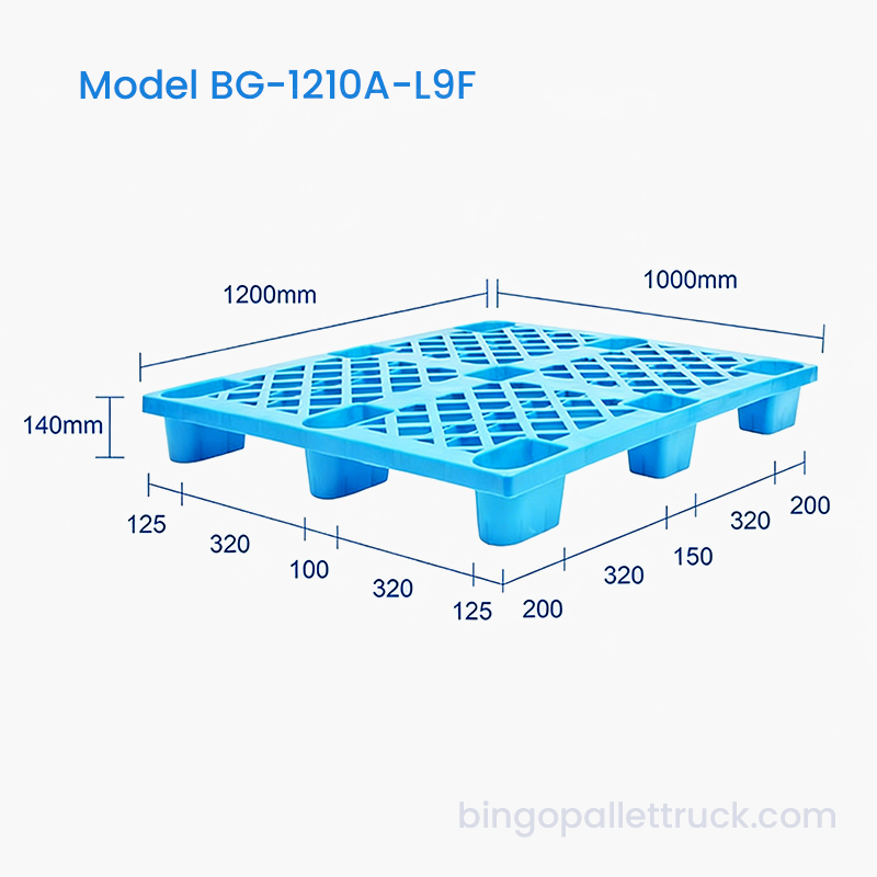 1200x1000mm Light Duty 9-Leg HDPE Plastic Pallet
