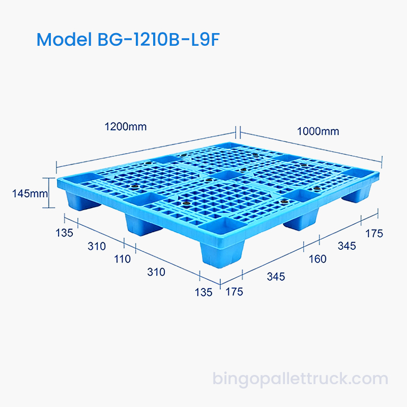 1200x1000mm Light Duty 9-Leg HDPE Plastic Pallet