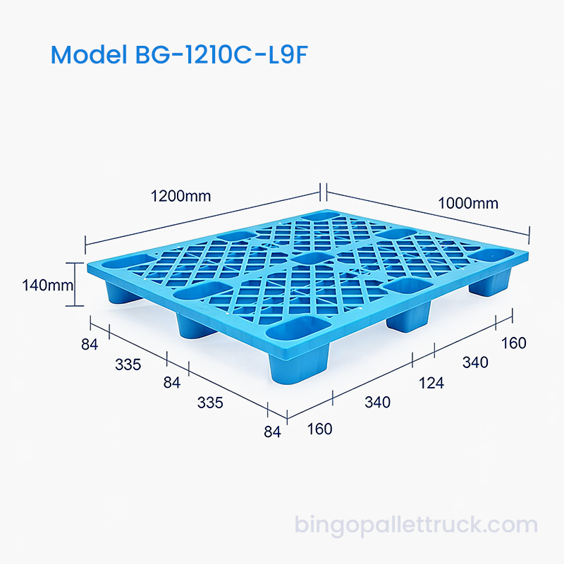 1200x1000mm Light Duty 9-Leg HDPE Plastic Pallet