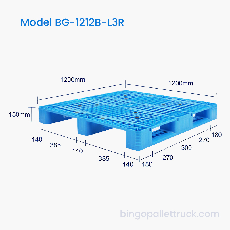 1200×1200mm 3-Runner HDPE Plastic Pallet