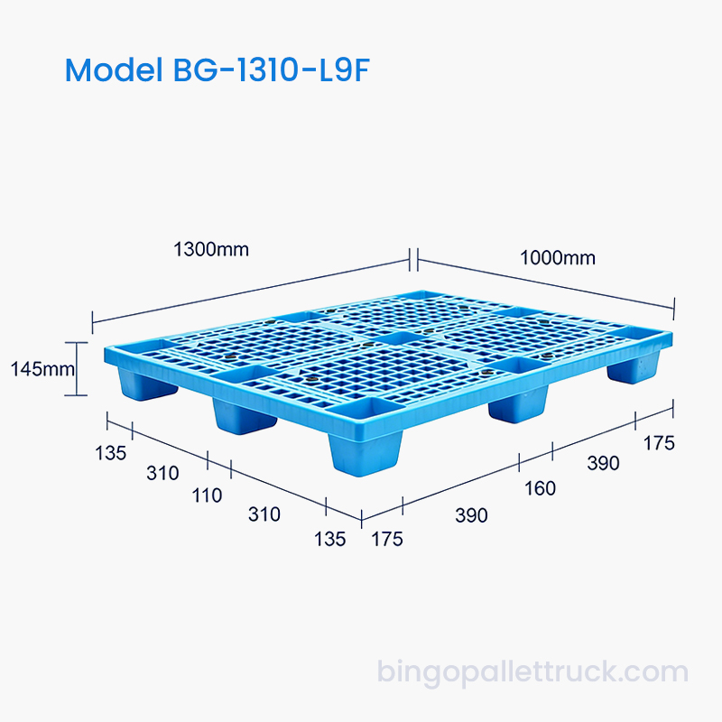 High Strength 1300x1000mm 9-Leg Light Duty Plastic Pallet for Logistics