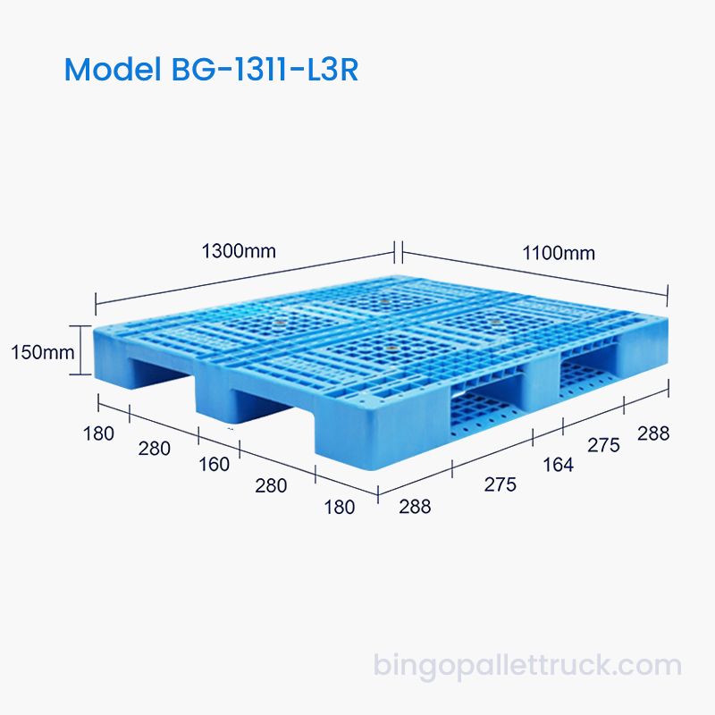 1300×1100mm 3-Runner HDPE Plastic Pallet