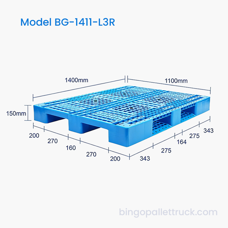 1400×1100mm 3-Runner HDPE Plastic Pallet