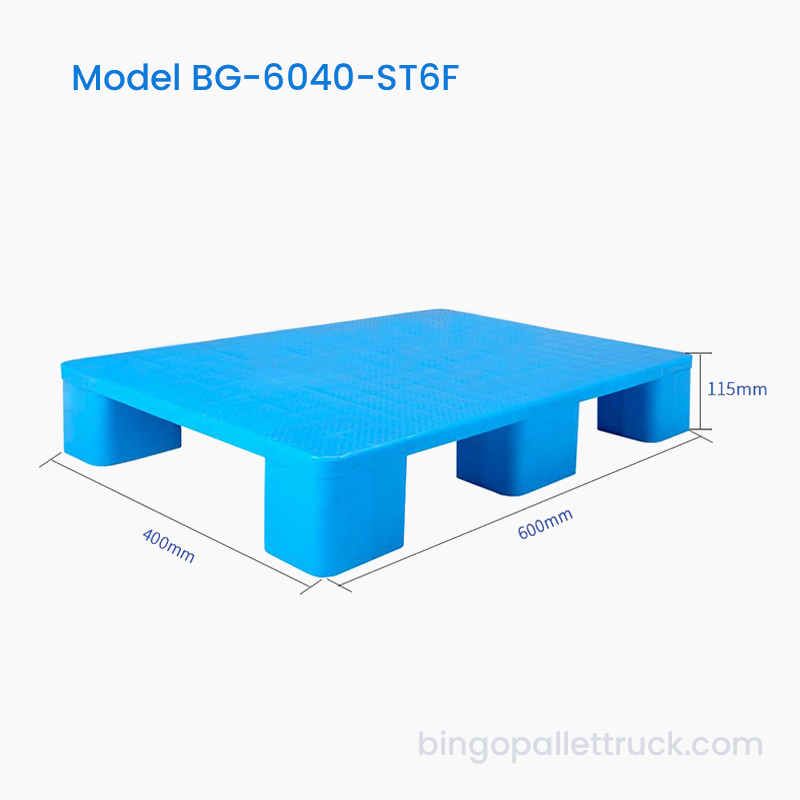 600×400mm Solid Top 6 Legs Light Duty Plastic Pallet