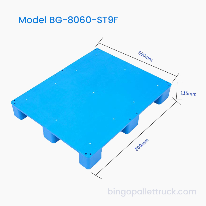 800×600mm Solid Top 9 Legs Light Duty Plastic Pallet