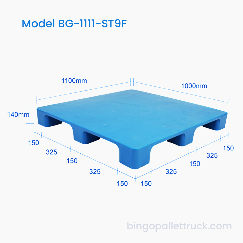 1100×1100mm Solid Top 9 Legs Light Duty Plastic Pallet