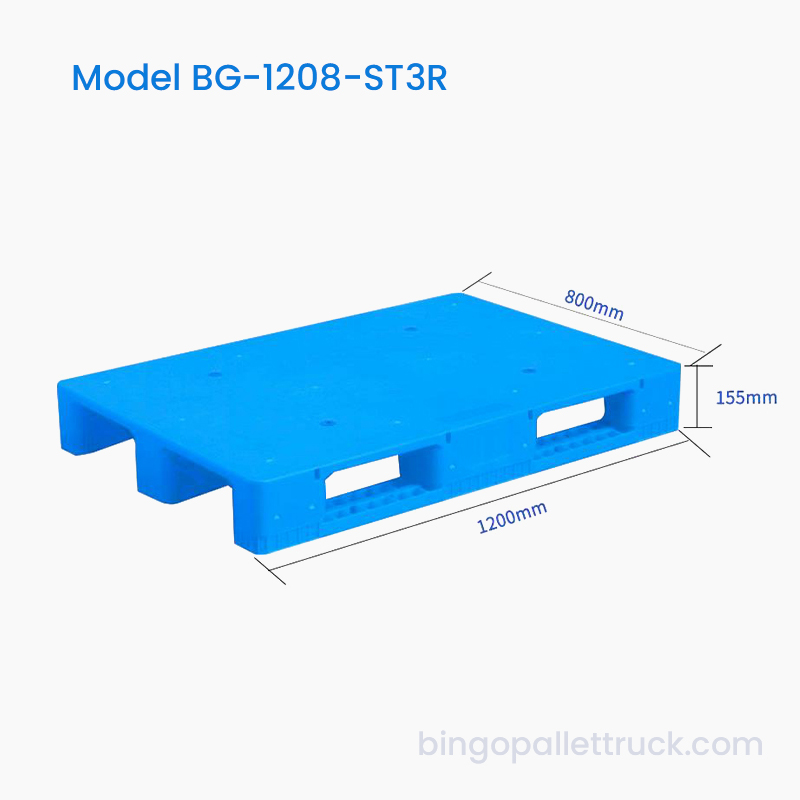 1200×800mm Solid Top 3 Runners Plastic Pallet