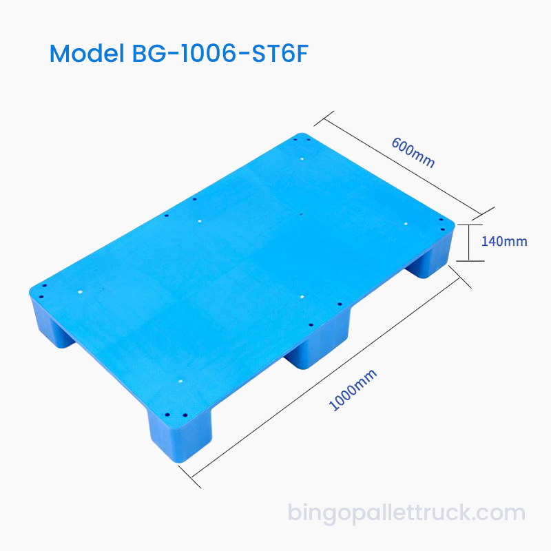 1000×600mm Solid Top 6 Legs Light Duty Plastic Pallet