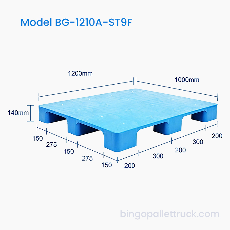 1200×1000mm Solid Top 9 Legs Light Duty Plastic Pallet