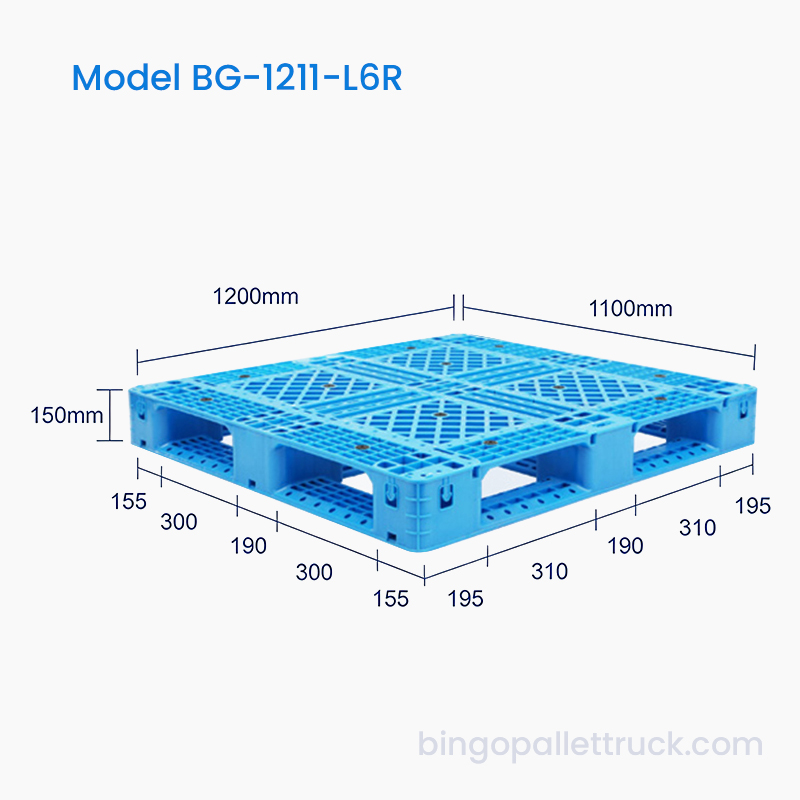 1200×1100mm Six Runner Light Duty Plastic Pallet
