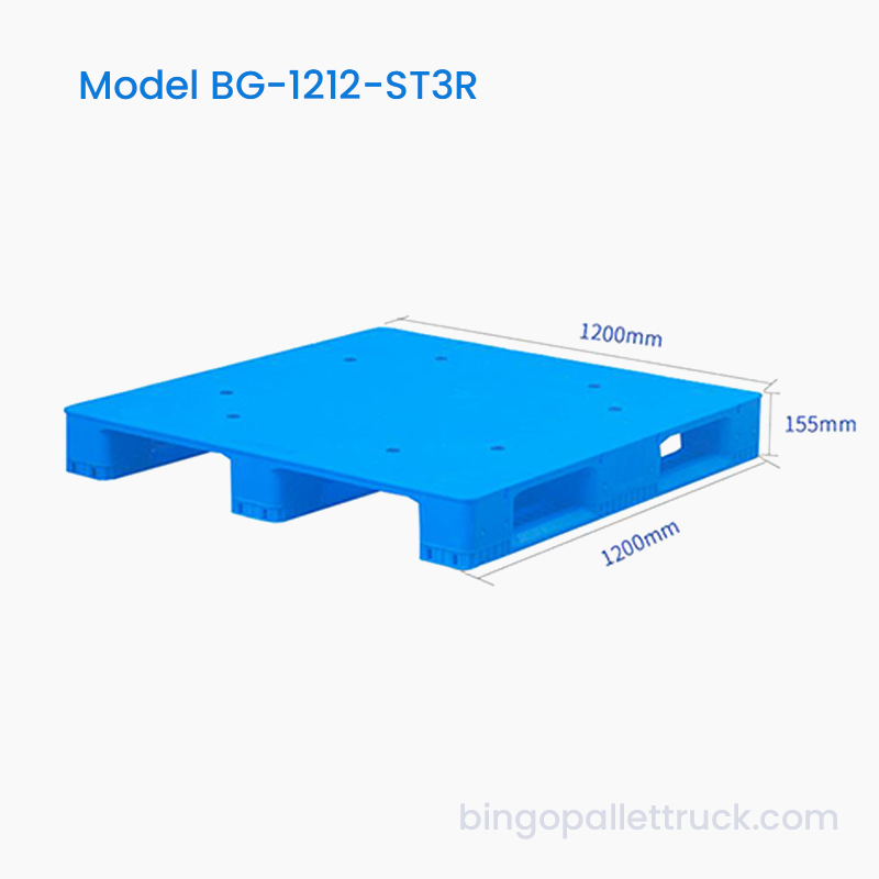 1200×1200mm Solid Top 3 Runners Plastic Pallet