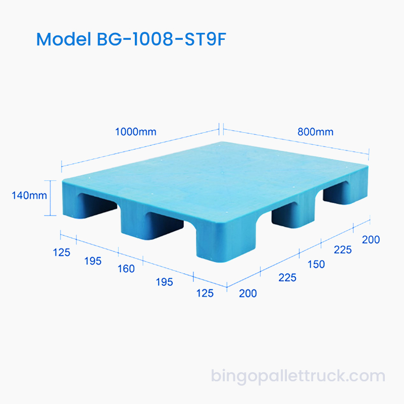 1000×800mm Solid Top 9 Legs Light Duty Plastic Pallet