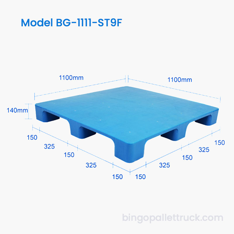 Industrial 1100x1100mm Solid Top 9 Legs Plastic Pallet For Warehouse
