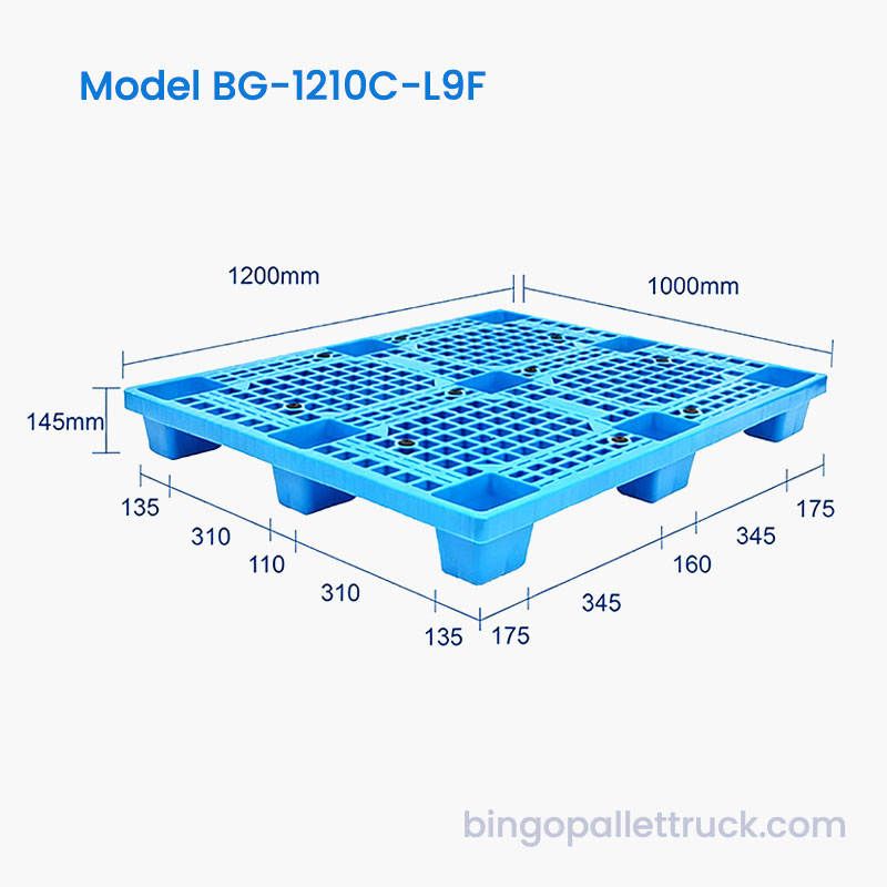 9 Feet 1200x1000mm Plastic Pallet Compatible with Standard Forklifts