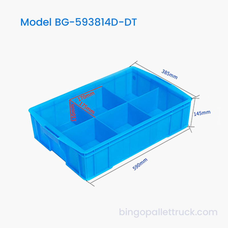 6-Compartment Dividable Plastic Tote Box for Industrial Parts
